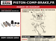 PISTON-COMP-BRAKE,FR OEM 43020-1054 diagram #43020 from 1988 KAWASAKI ZG1000-A3 | Old Bike Barn