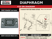 DIAPHRAGM OEM 45520-MA5-671 diagram #10 from 1983 HONDA CB750SC | Old Bike Barn