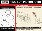 RING SET, PISTON (STD) OEM 13011-438-004 diagram #2 from 1980 HONDA CB900C | Old Bike Barn