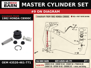 MASTER CYLINDER SET OEM 43520-461-771 diagram #9 from 1982 HONDA CB900C | Old Bike Barn