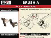 BRUSH A OEM 31124-MG5-000 diagram #6 & 7 from 1982 HONDA CB900C | Old Bike Barn