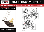DIAPHRAGM SET 5 OEM 22U-1490H-00 diagram #6 from 1987 YAMAHA XV535 | Old Bike Barn