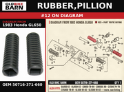 RUBBER,PILLION OEM 50716-371-660 diagram #12 from 1983 HONDA GL650 | Old Bike Barn