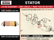 STATOR OEM 31120-958-003 diagram #4 from 1980 HONDA ATC185 | Old Bike Barn