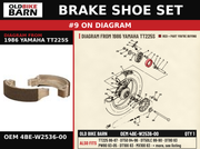 BRAKE SHOE SET OEM 4BE-W2536-00 diagram #9 from 1986 YAMAHA TT225S | Old Bike Barn