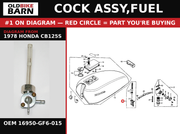 COCK ASSY,FUEL OEM 16950-GF6-015 diagram #1 from 1978 HONDA CB125S | Old Bike Barn