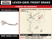 LEVER-GRIP, FRONT BRAKE OEM 46092-1191 diagram #46092 from 1997 KAWASAKI KX100-B7 | Old Bike Barn