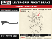 LEVER-GRIP, FRONT BRAKE OEM 46092-1027 diagram #46092 from 1985 KAWASAKI VN700-A1 | Old Bike Barn