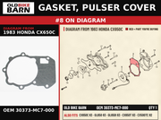 GASKET, PULSER COVER OEM 30373-MC7-000 diagram #8 from 1983 HONDA CX650C | Old Bike Barn