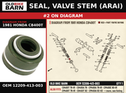 SEAL, VALVE STEM (ARAI) OEM 12209-413-003 diagram #2 from 1981 HONDA CB400T | Old Bike Barn