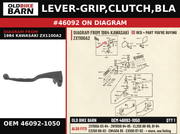 LEVER-GRIP,CLUTCH,BLA OEM 46092-1050 diagram #46092 from 1984 KAWASAKI ZX1100A2 | Old Bike Barn