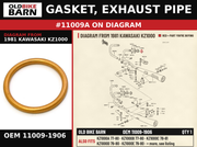 GASKET, EXHAUST PIPE OEM 11009-1906 diagram #11009A from 1981 KAWASAKI KZ1000 | Old Bike Barn