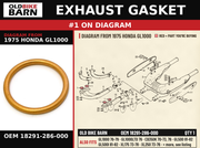 EXHAUST GASKET OEM 18291-286-000 diagram #1 from 1975 HONDA GL1000 | Old Bike Barn
