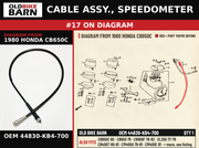 CABLE ASSY., SPEEDOMETER OEM 44830-KB4-700 diagram #17 from 1980 HONDA CB650C | Old Bike Barn