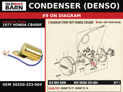 CONDENSER (DENSO) OEM 30250-333-004 diagram #9 from 1977 HONDA CB400F | Old Bike Barn