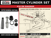 MASTER CYLINDER SET OEM 45530-404-315 diagram #10 from 1978 HONDA CB750A | Old Bike Barn