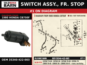 SWITCH ASSY., FR. STOP OEM 35340-422-003 diagram #1 from 1980 HONDA CB750F | Old Bike Barn