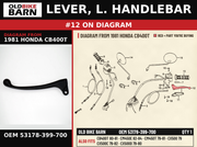 LEVER, L. HANDLEBAR OEM 53178-399-700 diagram #12 from 1981 HONDA CB400T | Old Bike Barn