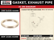 GASKET, EXHAUST PIPE OEM 14181-01D00 diagram #1 from 1989 SUZUKI GS500E | Old Bike Barn