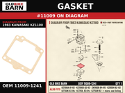 GASKET OEM 11009-1241 diagram #11009 from 1983 KAWASAKI KZ1100 | Old Bike Barn