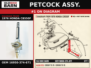 PETCOCK ASSY. OEM 16950-374-671 diagram #1 from 1976 HONDA CB550F | Old Bike Barn