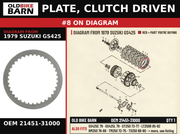 PLATE, CLUTCH DRIVEN OEM 21451-31000 diagram #8 from 1979 SUZUKI GS425 | Old Bike Barn