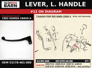 LEVER, L. HANDLE OEM 53178-461-000 diagram #12 from 1982 HONDA CB650-A | Old Bike Barn