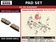 PAD SET OEM 59300-49821 diagram #4 from 1983 SUZUKI GS1100E | Old Bike Barn