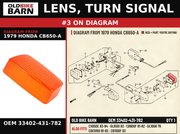 LENS, TURN SIGNAL OEM 33402-431-782 diagram #3 from 1979 HONDA CB650-A | Old Bike Barn