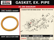 GASKET, EX. PIPE OEM 18212-634-000 diagram #1 from 1981 HONDA CB400T | Old Bike Barn
