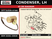 CONDENSER, LH OEM 33261-33020 diagram #5 from 1977 SUZUKI GT380 | Old Bike Barn