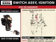 SWITCH ASSY, IGNITION OEM 37100-45301 diagram #10 from 1981 SUZUKI GS550T | Old Bike Barn