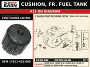 CUSHION, FR. FUEL TANK OEM 17611-425-000 diagram #13 from 1982 HONDA CB750C | Old Bike Barn