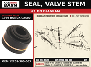SEAL, VALVE STEM OEM 12209-300-003 diagram #1 from 1979 HONDA CX500 | Old Bike Barn