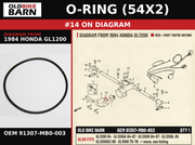O-RING (54X2) OEM 91307-MB0-003 diagram #14 from 1984 HONDA GL1200 | Old Bike Barn
