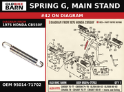 SPRING G, MAIN STAND OEM 95014-71702 diagram #42 from 1975 HONDA CB550F | Old Bike Barn