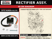 RECTIFIER ASSY. OEM 31700-455-671 diagram #8 from 1975 HONDA XL175 | Old Bike Barn