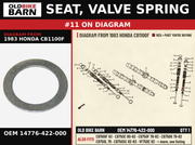 SEAT, VALVE SPRING OEM 14776-422-000 diagram #11 from 1983 HONDA CB1100F | Old Bike Barn
