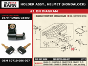 HOLDER ASSY., HELMET (HONDALOCK) OEM 50710-086-007 diagram #1 from 1979 HONDA CB400 | Old Bike Barn