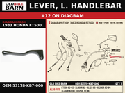 LEVER, L. HANDLEBAR OEM 53178-KB7-000 diagram #12 from 1983 HONDA FT500 | Old Bike Barn
