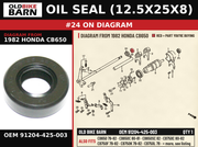 OIL SEAL (12.5X25X8) OEM 91204-425-003 diagram #24 from 1982 HONDA CB650 | Old Bike Barn