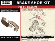 BRAKE SHOE KIT OEM 4H7-W2536-00 diagram #11 from 1974 YAMAHA TX500A | Old Bike Barn