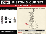 PISTON & CUP SET OEM 59600-45831 diagram #1-2 from 1981 SUZUKI GS1000G | Old Bike Barn