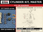 CYLINDER KIT, MASTER OEM 1J3-W0042-50 diagram #15 from 1977 YAMAHA XS750D | Old Bike Barn