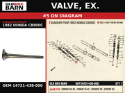 VALVE, EX. OEM 14721-438-000 diagram #5 from 1982 HONDA CB900C | Old Bike Barn