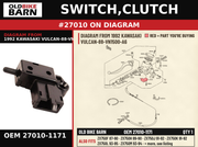 SWITCH,CLUTCH OEM 27010-1171 diagram #27010 from 1992 KAWASAKI VULCAN-88-VN1500-A6 | Old Bike Barn