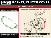 GASKET, CLUTCH COVER OEM 11396-300-306 diagram #3 from 1969 HONDA CB750K | Old Bike Barn