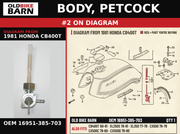 BODY, PETCOCK OEM 16951-385-703 diagram #2 from 1981 HONDA CB400T | Old Bike Barn