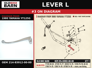 LEVER L OEM 214-83912-00-00 diagram #3 from 1980 YAMAHA YT125G | Old Bike Barn