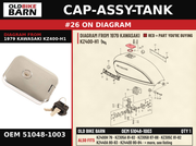CAP-ASSY-TANK OEM 51048-1003 diagram #26 from 1979 KAWASAKI KZ400-H1 | Old Bike Barn